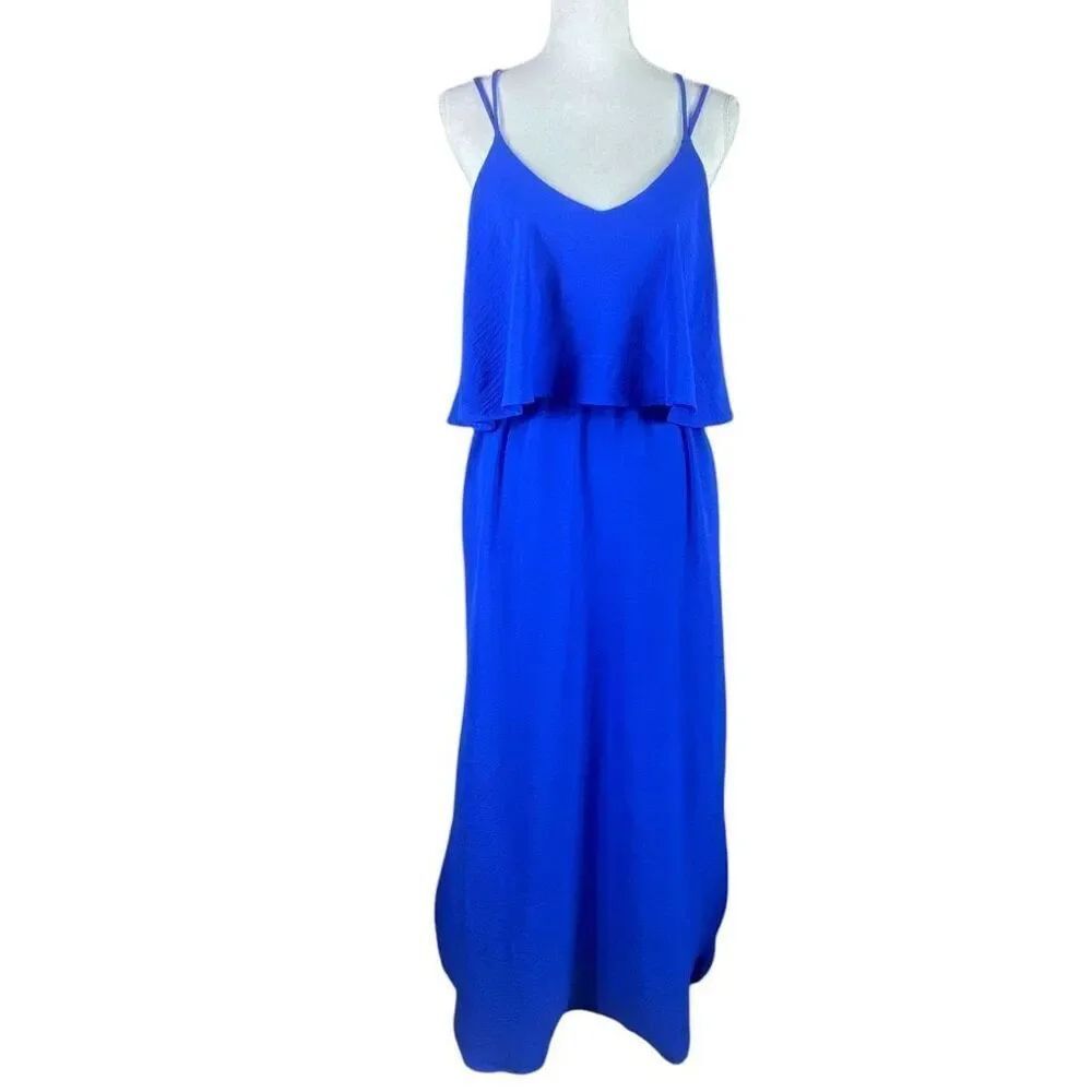 Blu Ivy Womens Blue Kelly Strappy Back Sleeveless Jersey Maxi Dress Size Small